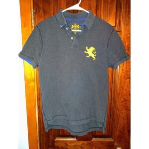 Express Men's Dark Gray Polo Shirt Lion Logo Size Medium Short Sleeve Casual